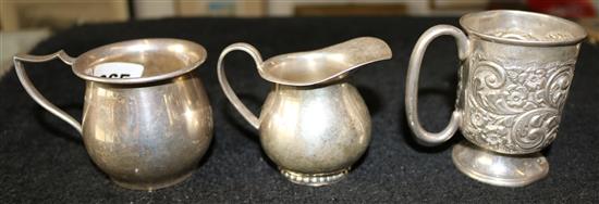 2 christening mugs and a jug